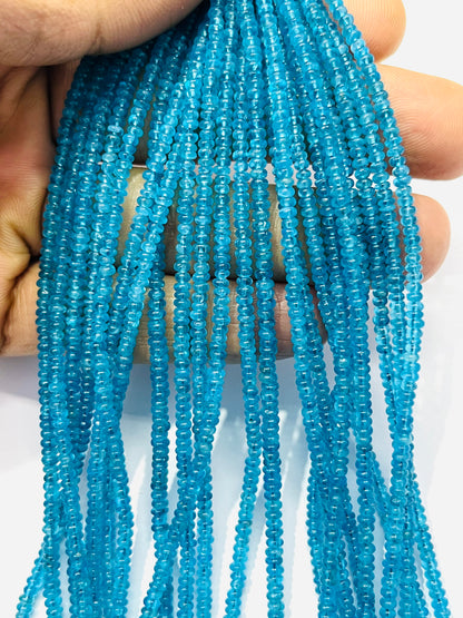 Blue Apatite Smooth Rondell Beads