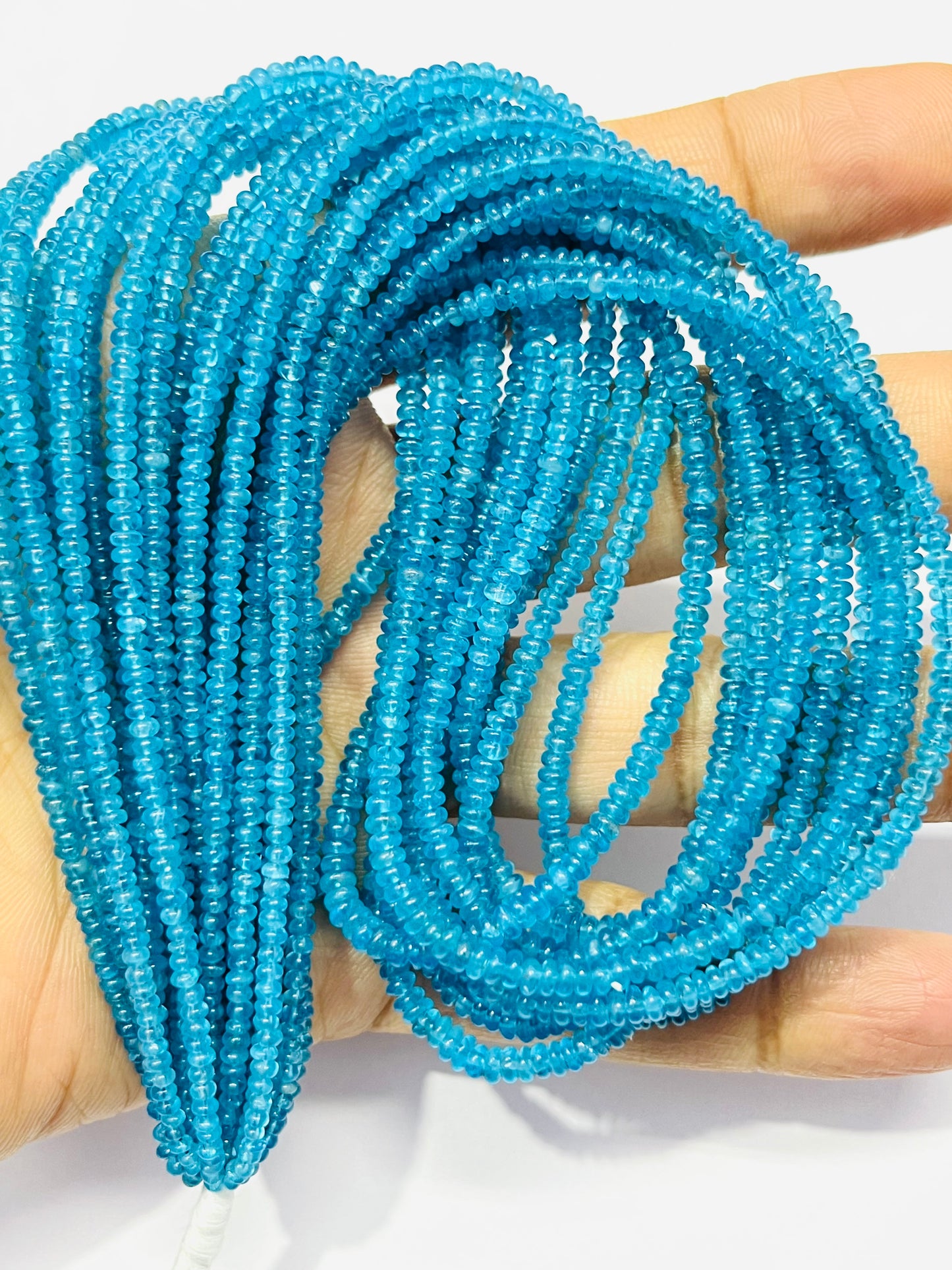 Blue Apatite Smooth Rondell Beads