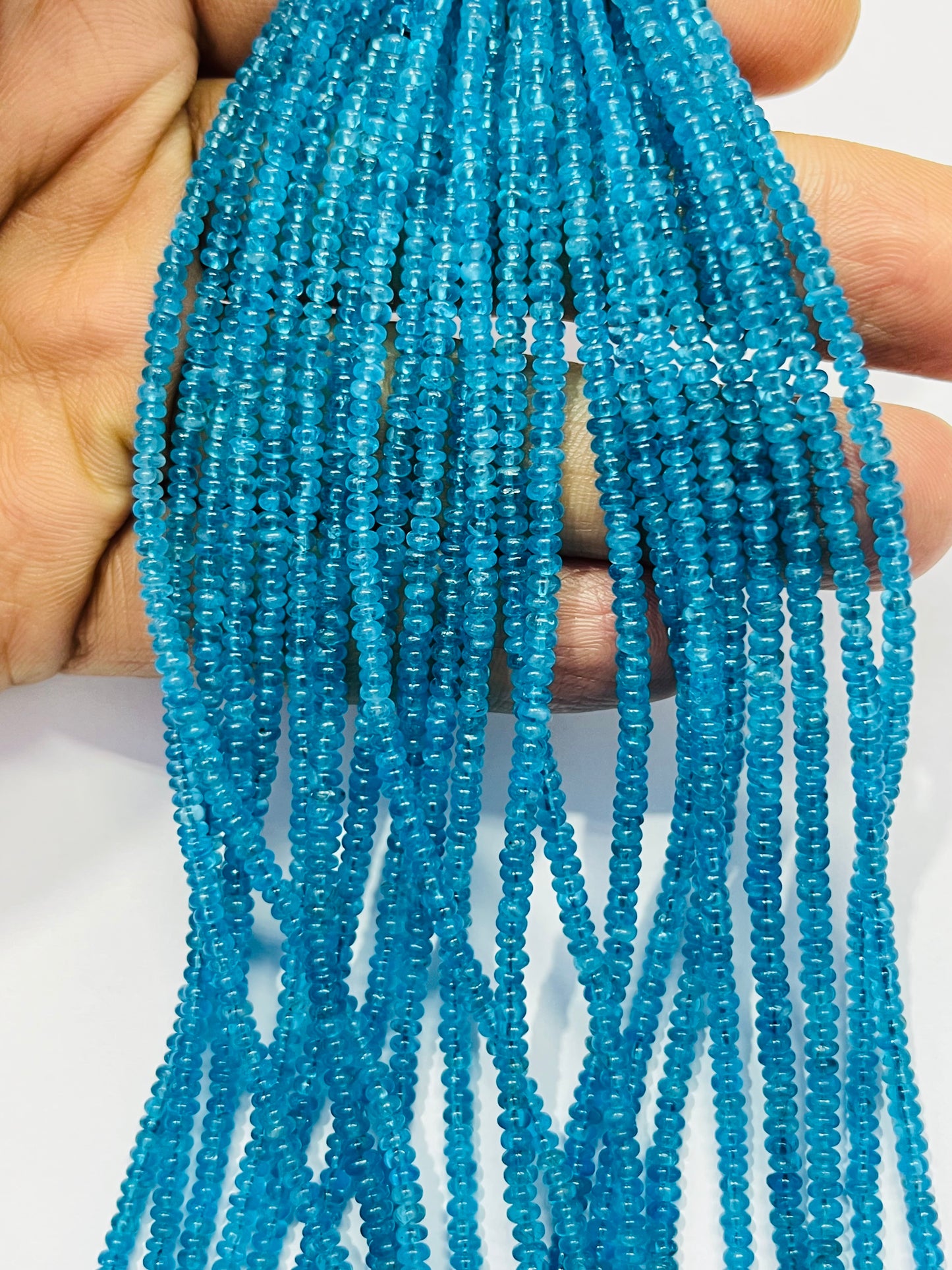 Blue Apatite Smooth Rondell Beads