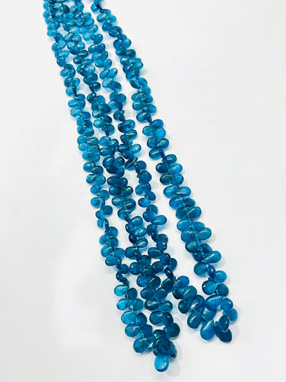 Neon Apatite Smooth Pears Briolette 20 inch strand