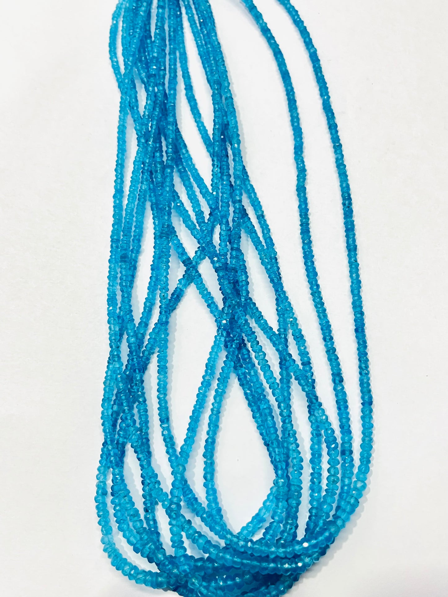 Blue Apatite Faceted Rondell Semi Precious Gemstone Beads