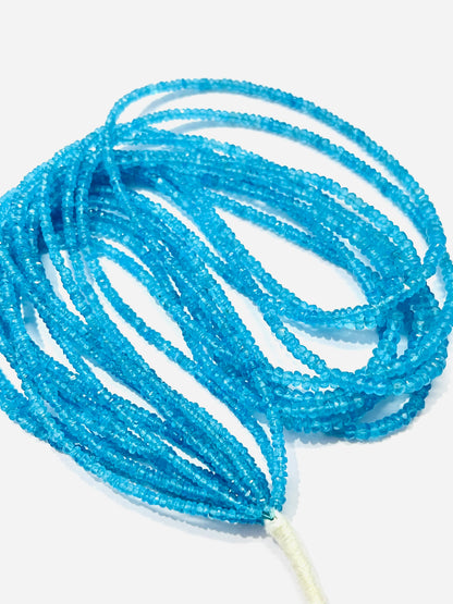 Blue Apatite Faceted Rondell Semi Precious Gemstone Beads