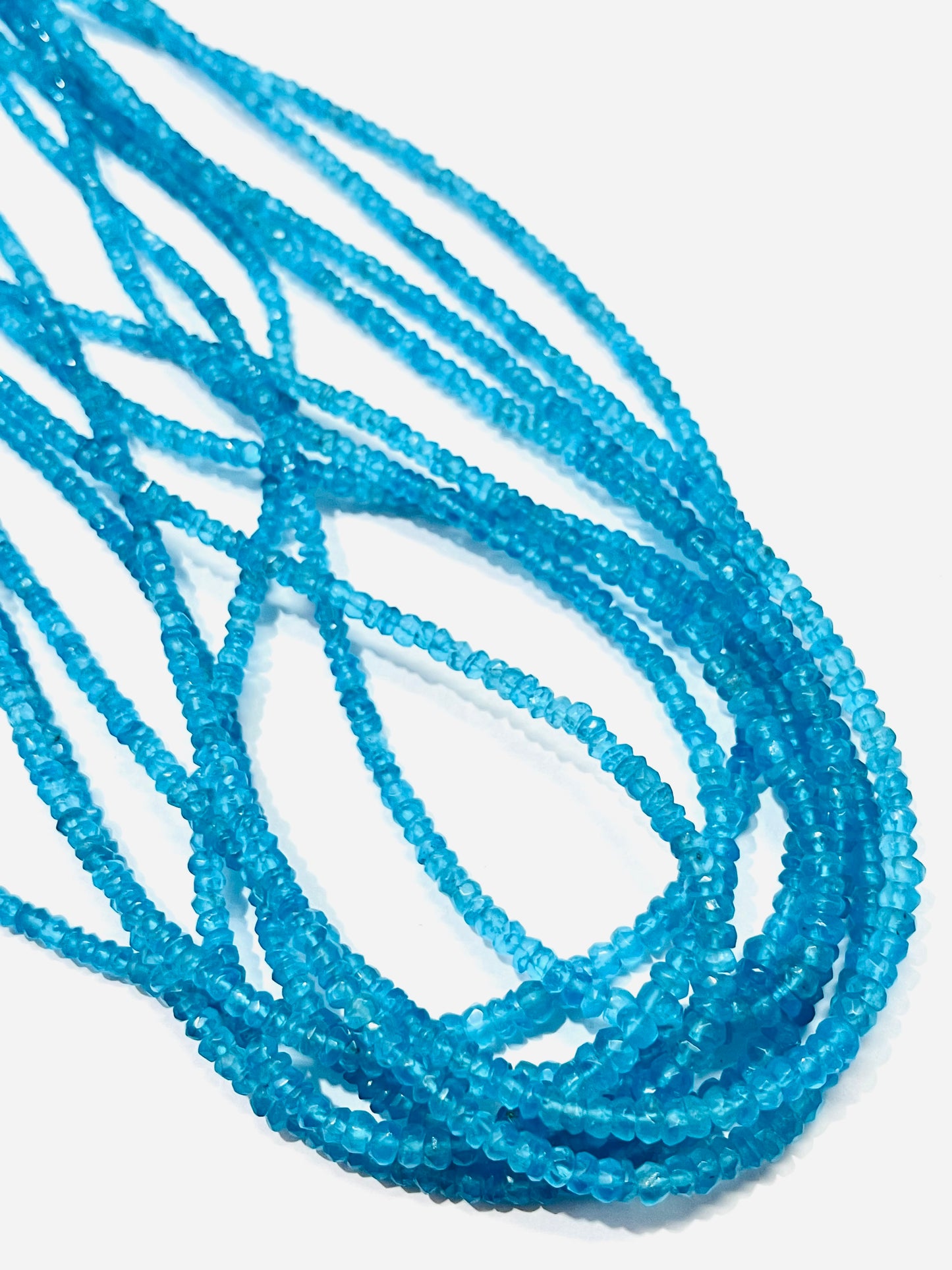 Blue Apatite Faceted Rondell Semi Precious Gemstone Beads