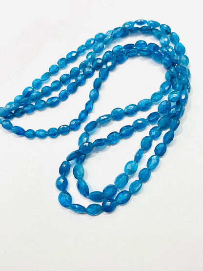 Neon Apatite Faceted Oval Semi Precious Gemstone Beads