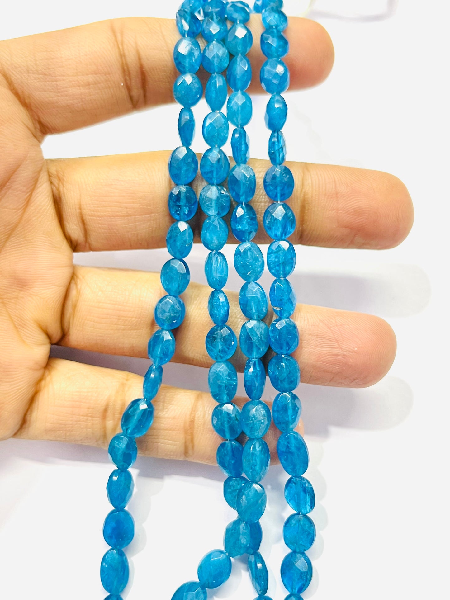 Neon Apatite Faceted Oval Semi Precious Gemstone Beads