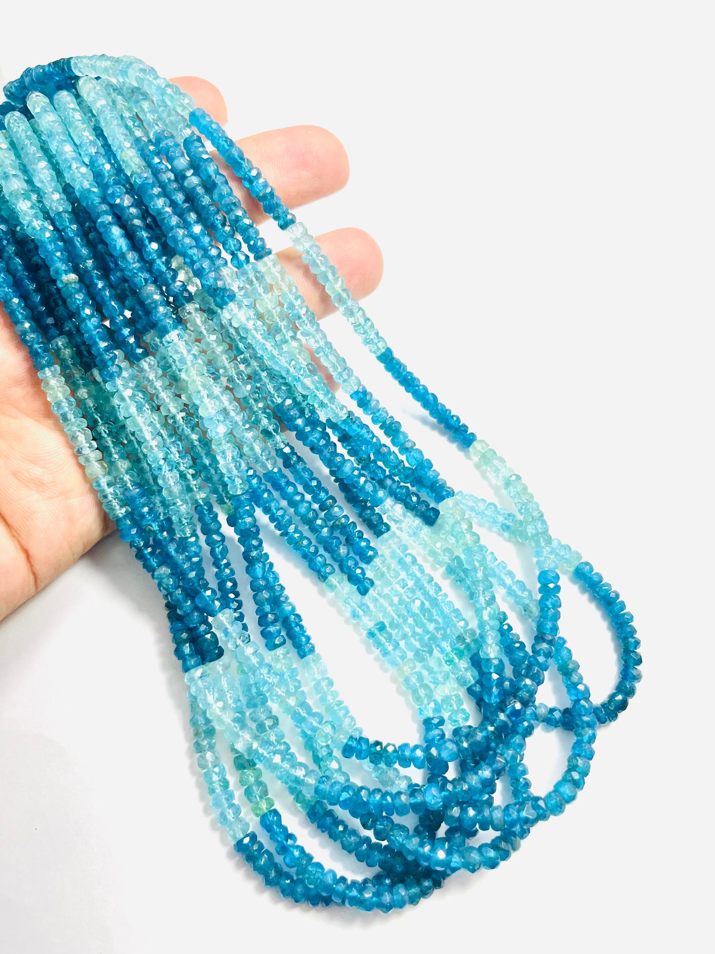 Natural Multi Neon Apatite Faceted Rondell Semi Precious Beads 4-5 mm