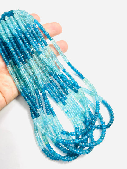 Natural Multi Neon Apatite Faceted Rondell Semi Precious Beads 4-5 mm