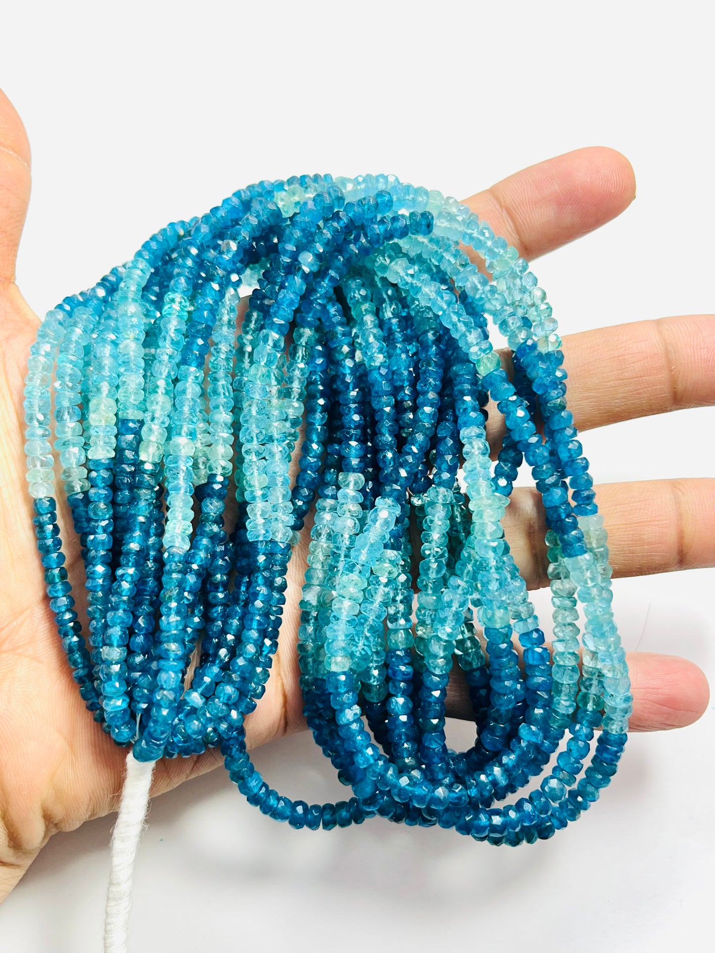 Natural Multi Neon Apatite Faceted Rondell Semi Precious Beads 4-5 mm