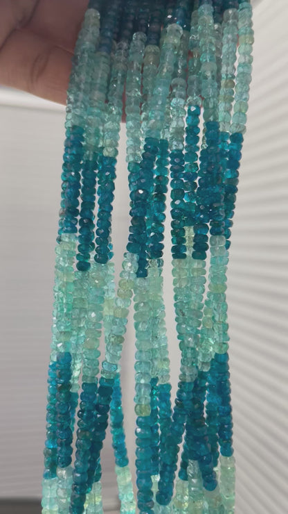 Natural Multi Neon Apatite Faceted Rondell Semi Precious Beads 4-5 mm