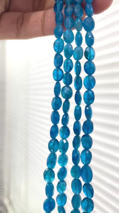 Neon Apatite Faceted Oval Semi Precious Gemstone Beads