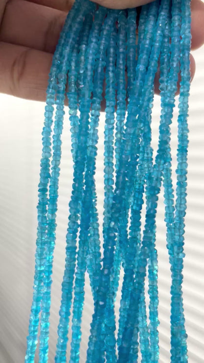 Blue Apatite Faceted Rondell Semi Precious Gemstone Beads